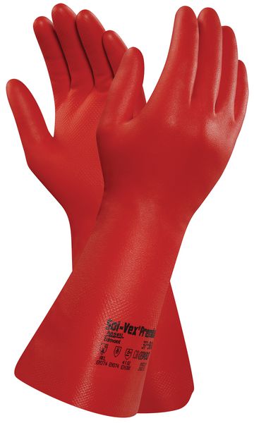 Gants Protection Chimique Pvc Rouge Et Manchette Longueur 65cm EUROCHEM 3669 Coverguard