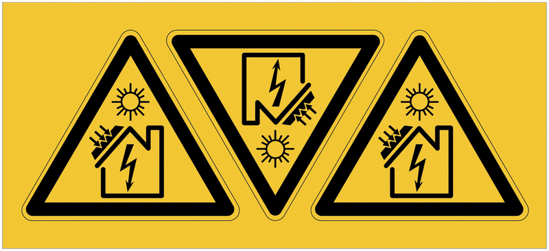 Lot De 20 Autocollants Photovoltaïques – étiquettes Attention UV Pour Circuits Solaires