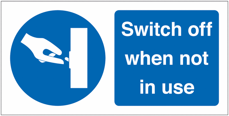 Switch Off When Not in Use Vinyl Safety Labels On-a-Roll | Seton