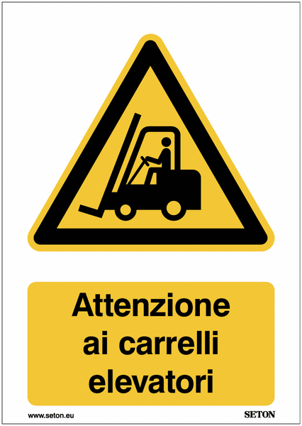 Cartello Operativo Carrello Elevatore VSafety - 300x100 Mm, Plastica Rigida 2 Mm, Norma EN ISO 7010 - 4