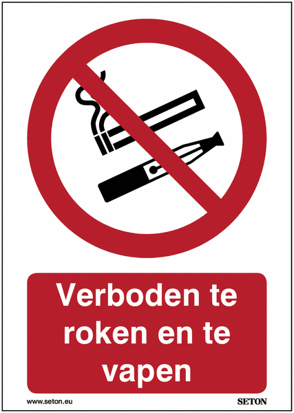 Verbodsborden En stickers Verboden Te Roken En Te Vapen Seton