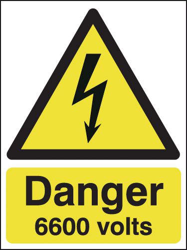 Danger 6600 Volts Sign