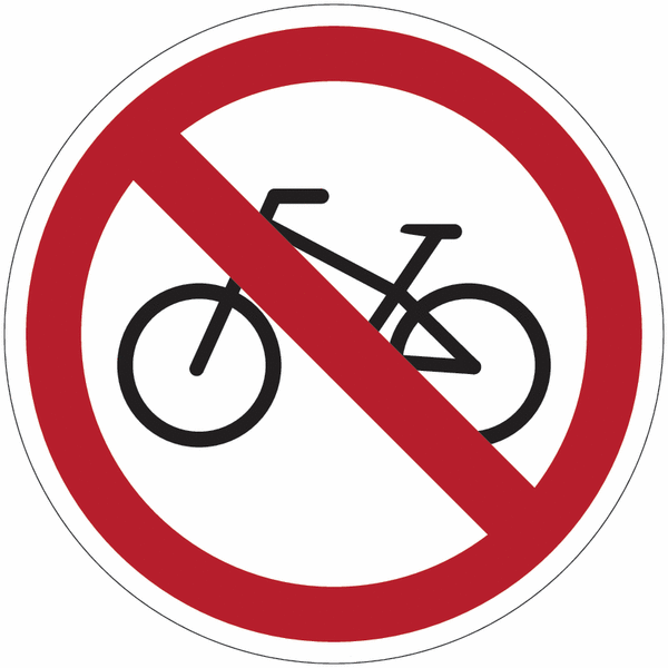 Verbodsborden en -stickers "Fietsen verboden"