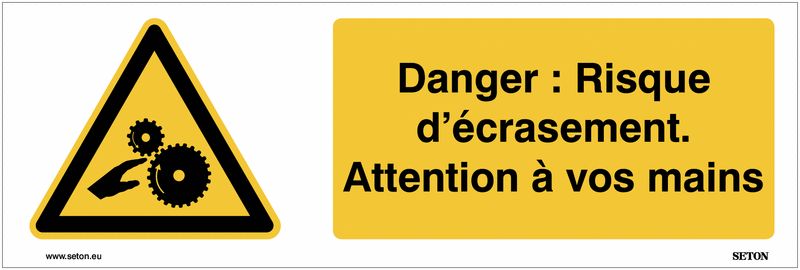 Panneaux danger pour les mains et risque de blessures | Seton
