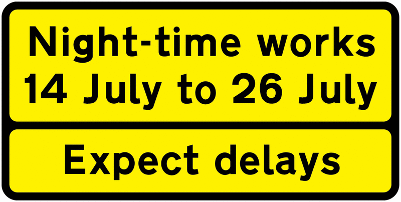Traffic Signs - Night-Time Works - Expect Delays | Seton