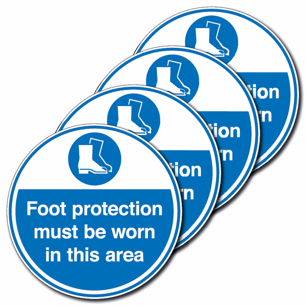4-Pack Foot Protection Must Be Worn in This Area Floor Signs | Seton