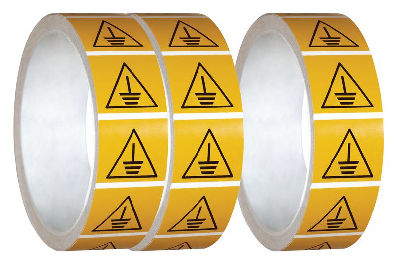 JECOMPRIS Lot 800 Étiquettes Mise à La Terre - Autocollants Symbole Terre Jaunes 1x1 Cm Pour Tableaux Électriques Et Armoires
