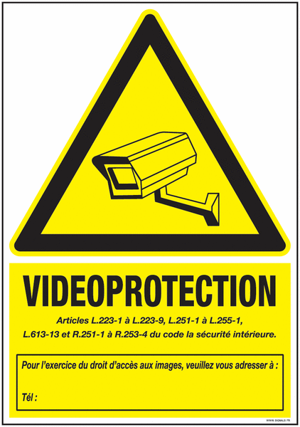 Panneau De Protection Propriété - Vidéosurveillance 24/7 - Lien Direct Police (30x20cm)