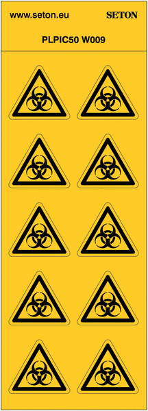 Pittogrammi ISO 7010 in tavola "Pericolo rischio biologico" - W009