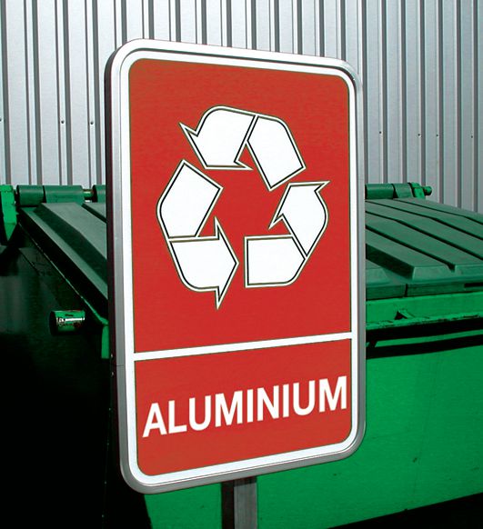 Panneau Recyclage Aluminium - Tri Sélectif Déchets ALU - 450x630mm - PVC 1.5mm, Adhésif Ou Aluminium