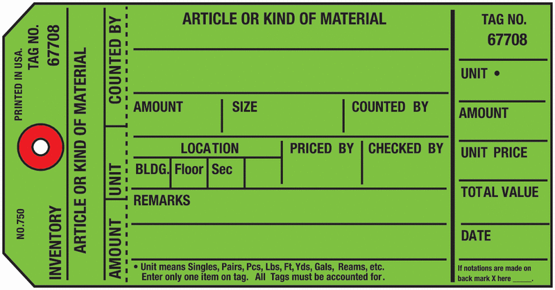 Inventory Tags - Part Coloured | Seton