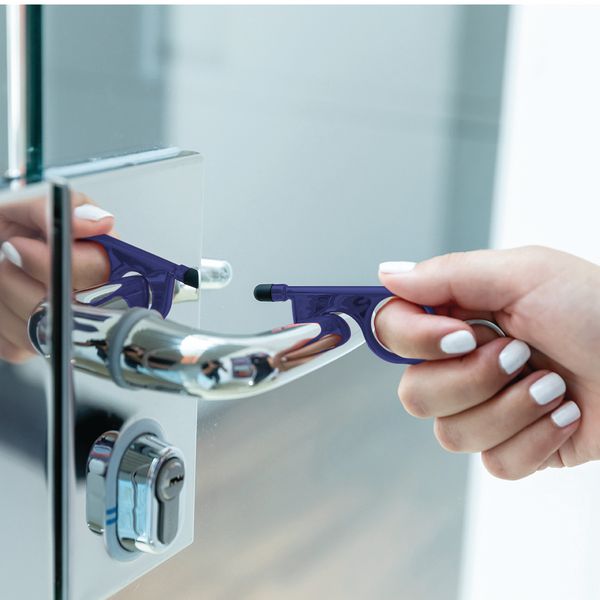 Porte-clé Ouvre-porte Sans Contact Argenté - Hygiène Tactile, Neuf Avec Emballage