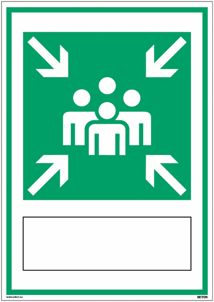Cartello 'Evacuation Assembly Point' In Plastica Rigida 400x300 Mm - Norme EN ISO 7010 - Sicurezza