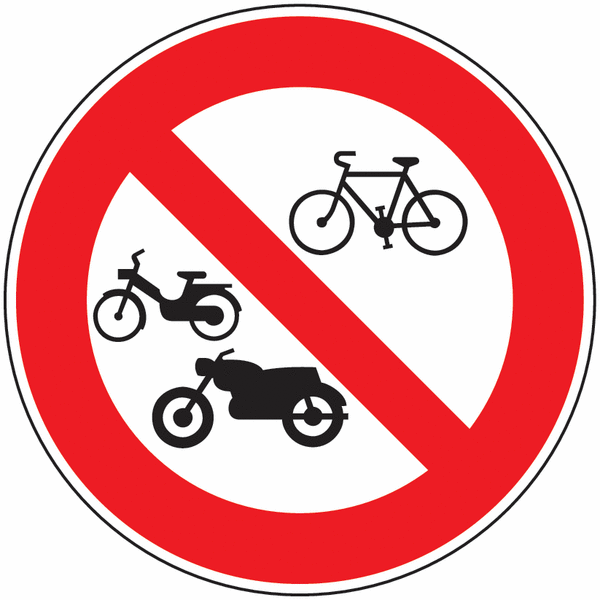 Autocollant Panneau Interdit Aux Vélos - Rouge - Tailles S (7cm) à XL (20cm)