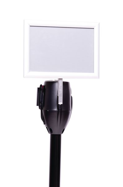 Support De Panneau Pour Poteau à Sangle Rétractable - Double Face, A3, Noir - Pour Signalisation, Gestion Foule
