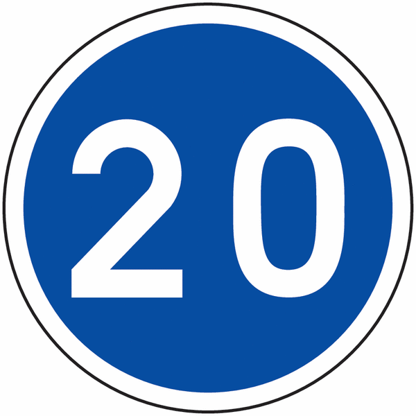 PANNEAU LIMITATION DE VITESSE 20KM/H (B14_GALVA_20) Diamètre 650 mm