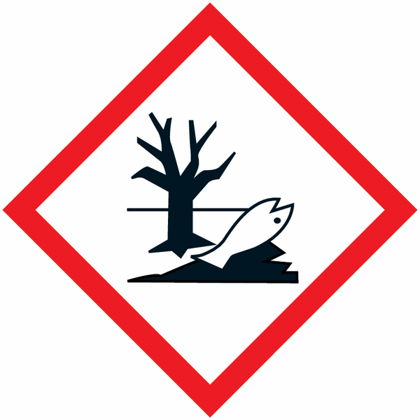 Skyltar med faropiktogram "Miljöfarliga ämnen"