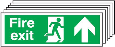 6-Pack Fire Exit Running Man & Arrow Up Signs