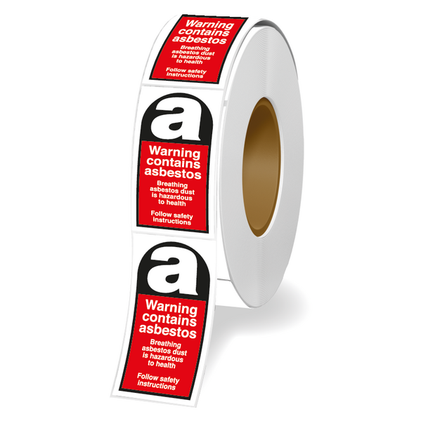 Warning Contains Asbestos Vinyl Safety Labels On-a-Roll | Seton