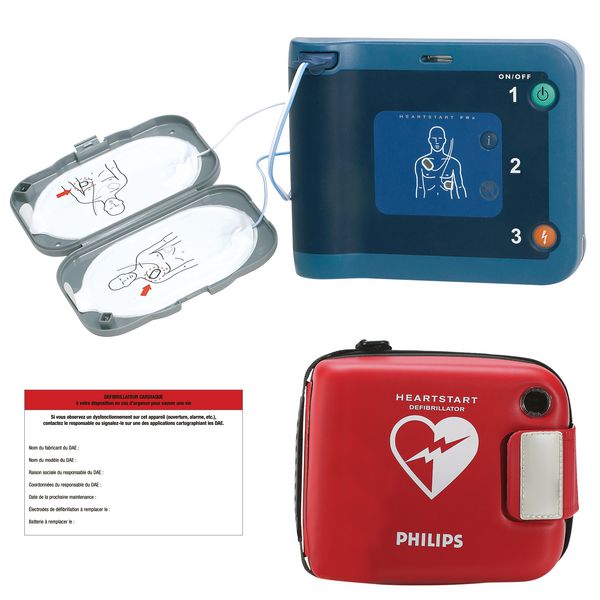 Pack défibrillateur FRX avec housse rigide et étiquette de maintenance