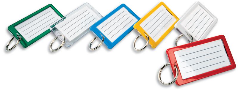 Lot De 20 Clés Anneau Avec étiquette – 50 X 20 Mm, Rouge, Pour Identification
