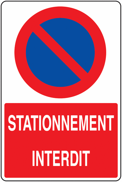 Adhésif panneau signalisation interdiction de stationner sortie de voitures mise en fourrière - Autocollant - Diamètre 250 mm
