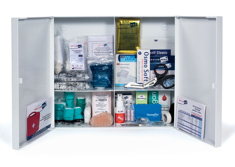 Armoire à pharmacie en ABS 2 portes - garnie