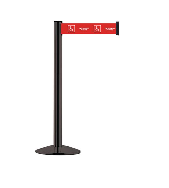 Poteau noir sangle large 3 m