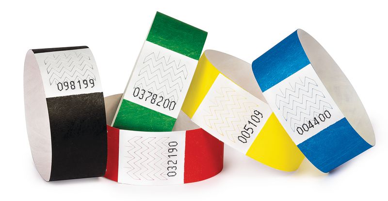 Linie Zwo Lot De 100 Bracelets D'Identification Tyvek 19x254 Mm – Basic Pack 5 Couleurs, Inviolables Et Numérotés