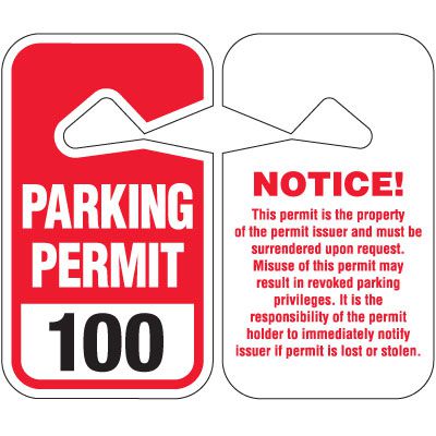 Double Sided Hanging Plastic Parking Permits | Emedco | Emedco