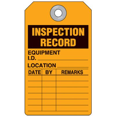 Inspection Record Tag - Orange | Seton