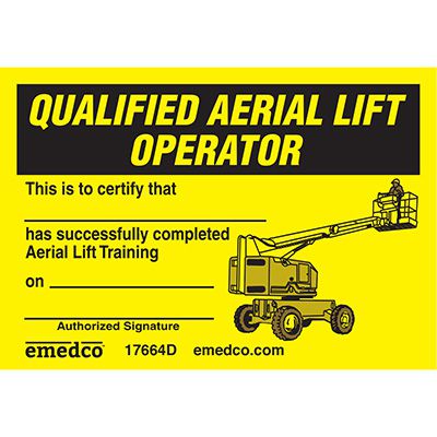 Certification Wallet Card - Qualified Aerial Lift Operator | Emedco