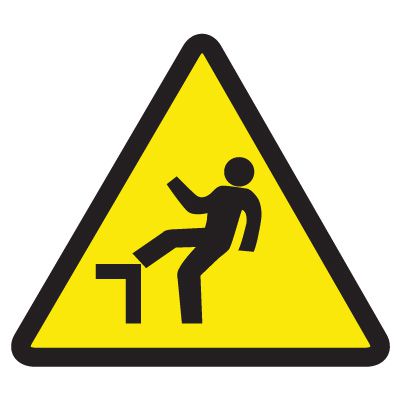 ISO Warning Symbol Labels - Step Off Hazard, Safety Labels | Emedco