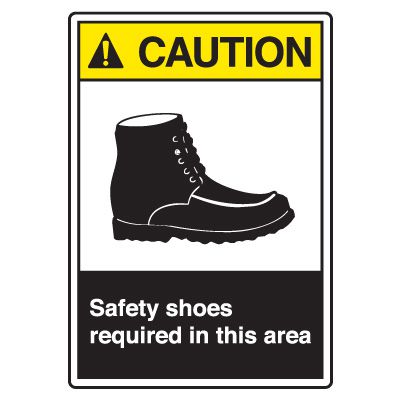 Seton ANSI Z535 Safety Signs Caution Safety Shoes Required