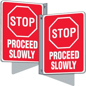 Proceeding Start Sign Flanged Traffic Signs - Stop Proceed Slowly | Seton
