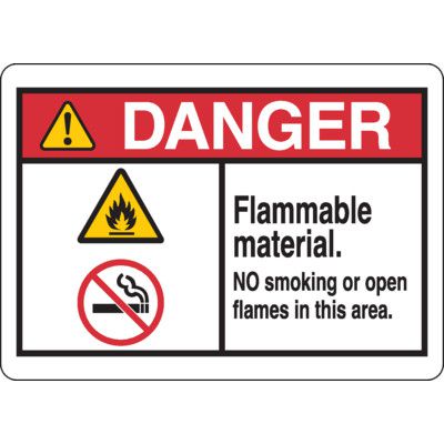 Danger Signs - Flammable Material No Smoking | Emedco