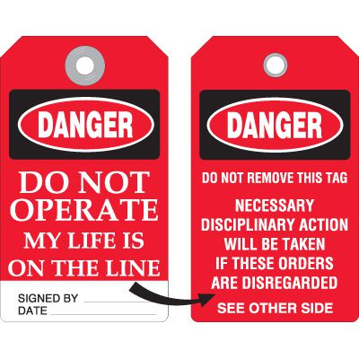 Do Not Operate Maintenance - Accident Prevention Duro-Tag