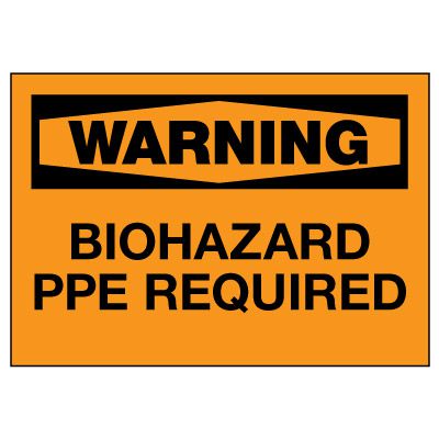 OSHA Biohazard PPE Required Hanging Doorway Barricade Sign | Emedco