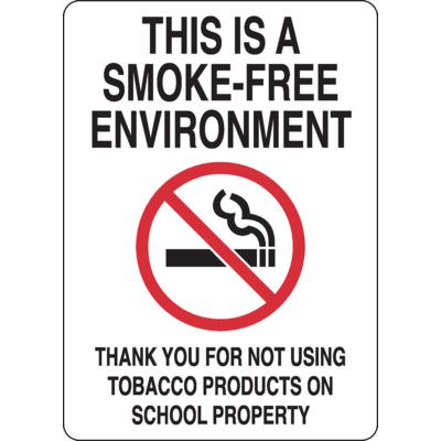 smoke free tobacco products Seton Smoke-Free Environment Smoking Policy Signs in Black/Red/White 10 in H x 14 in W