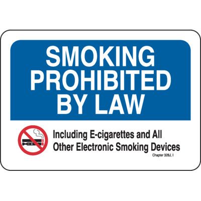 Hawaii Smoke-Free Law Sign - Smoking Prohibited By Law in Black/Blue/Red on White No By Emedco ( 7 in H x 10 in W )