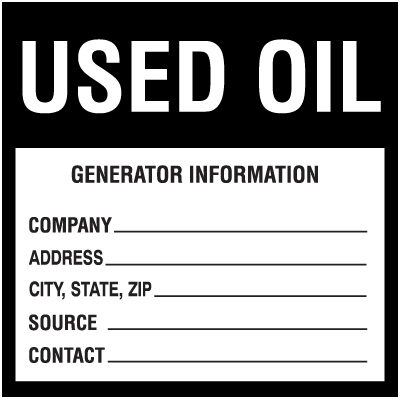 Used Oil Label Icon Waste Sort Labels - Used Oil | Emedco
