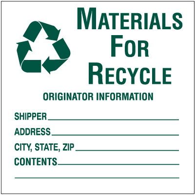Waste Sort Labels - Materials For Recycle | Emedco