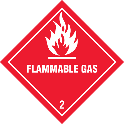 DOT Flammable Gas Hazard Class 2 Material Shipping Labels