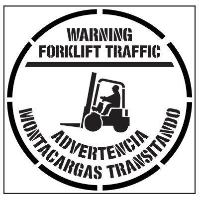 Bilingual Warning Forklift Traffic Floor Stencil | Emedco