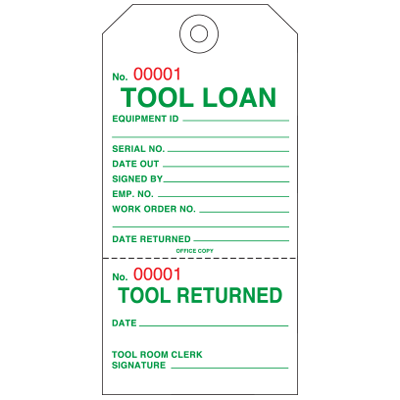 2 Part Inventory Tags - Tool Loan | Emedco