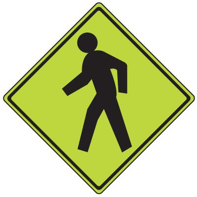 Fluorescent Yellow-Green Pedestrian Sign 30x30 | Seton