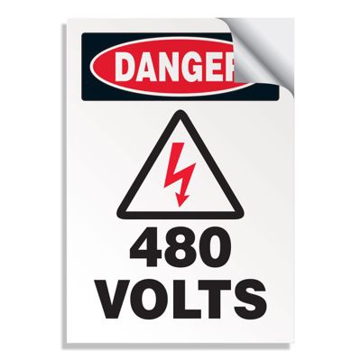 USA WARNING看板 Danger 480 Volts - ANSI Z535 Electrical Labels | Emedco