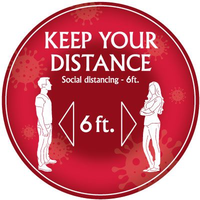 Floor Markers, Floor Safety Signs - Keep Your Distance 6Ft | Emedco