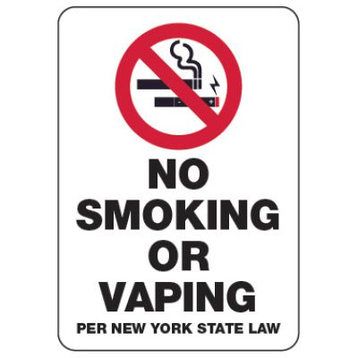 New York State Smoking Laws - No Smoking or Vaping Sign | Seton