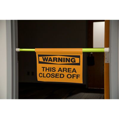 Warning This Area Closed Off | Hanging Doorway Barricade Sign Kit | Seton